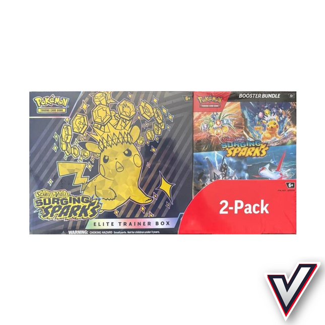 Costco Pokmon Surging Sparks 2-Pack (ETB + Booster Bundle) Sealed | Vaulted Card Club Hillsborough NJ Costco Pokmon Surging Sparks 2-Pack (ETB + Booster Bundle) Sealed | Vaulted Card Club Hillsborough NJ