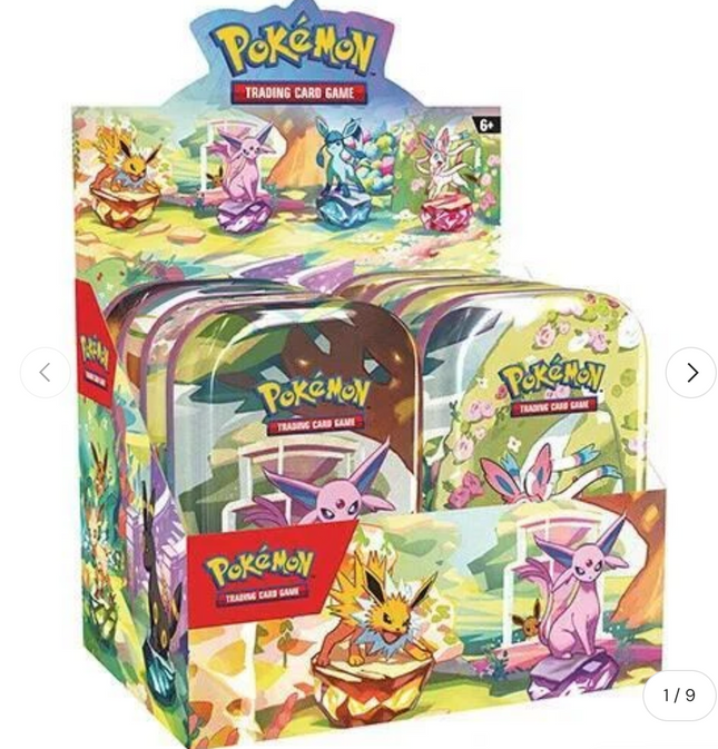 Scarlet & Violet Prismatic Evolutions Mini Tin Display